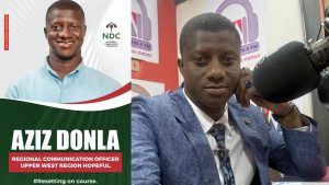Aziz Donla representing the Party at Radio Mak in Wa Municipal for news paper review
