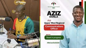 Aziz Donla representing the Party at Tungsung Radio  in Wa Municipal for news paper review
